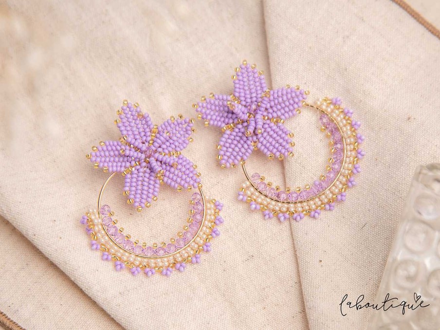 Wholesale Maxi Aretes - Spring Bloom Purple