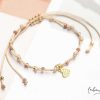 New Pulseras Hilo Nudo - Laura Coraz N Circones Hilo Beige Piedras Lilas