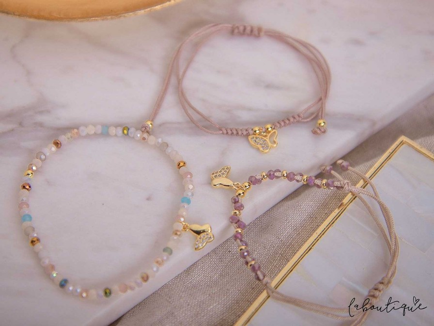 Online Pulseras Murano - Mariposa Pastel