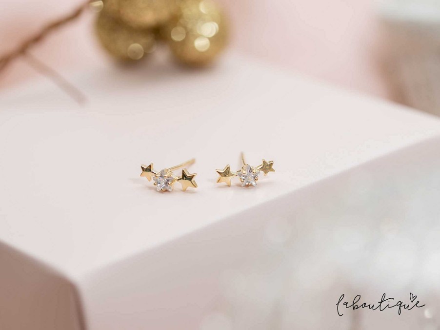 Best Aretes Mini - Trio De Estrellas Brillantes