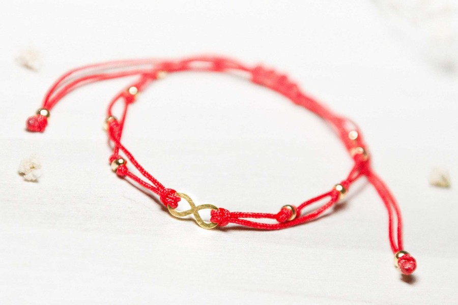 Clearance Pulseras Hilo Nudo - Infinito Mini Rojo