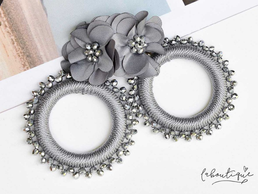 Hot Maxi Aretes - Alexia Floral Plata