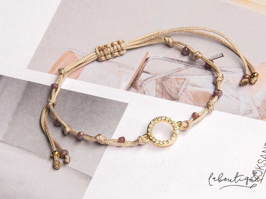 Online Pulseras Hilo Nudo - Laura Karma Hilo Beige Combinaci N Lila