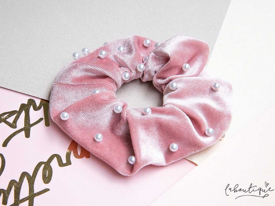 Hot Collets - Scrunchie Perlas Rosa