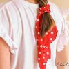 Wholesale Collets - Scrunchie Lazo Rojo Puntos Blancos