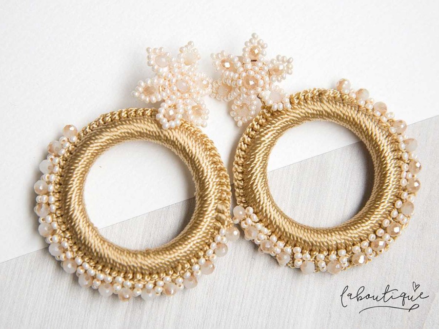 Hot Maxi Aretes - Alexia Flor Argolla Beige