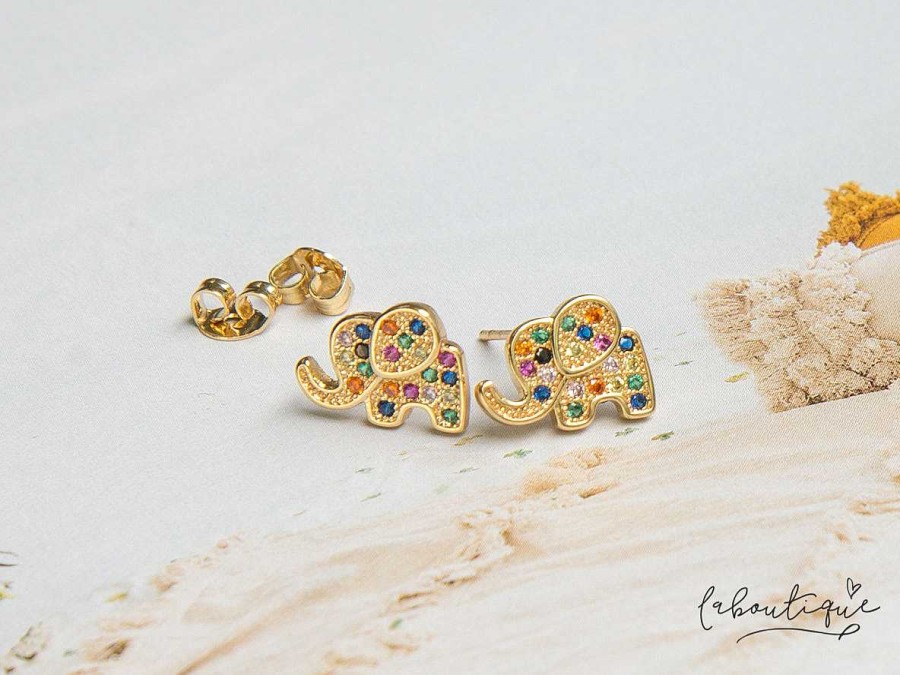 Online Aretes Mini - Elefantes Circones Multicolor