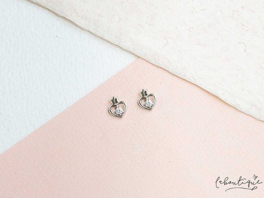 Clearance Aretes Mini - Reina De Corazones Silver