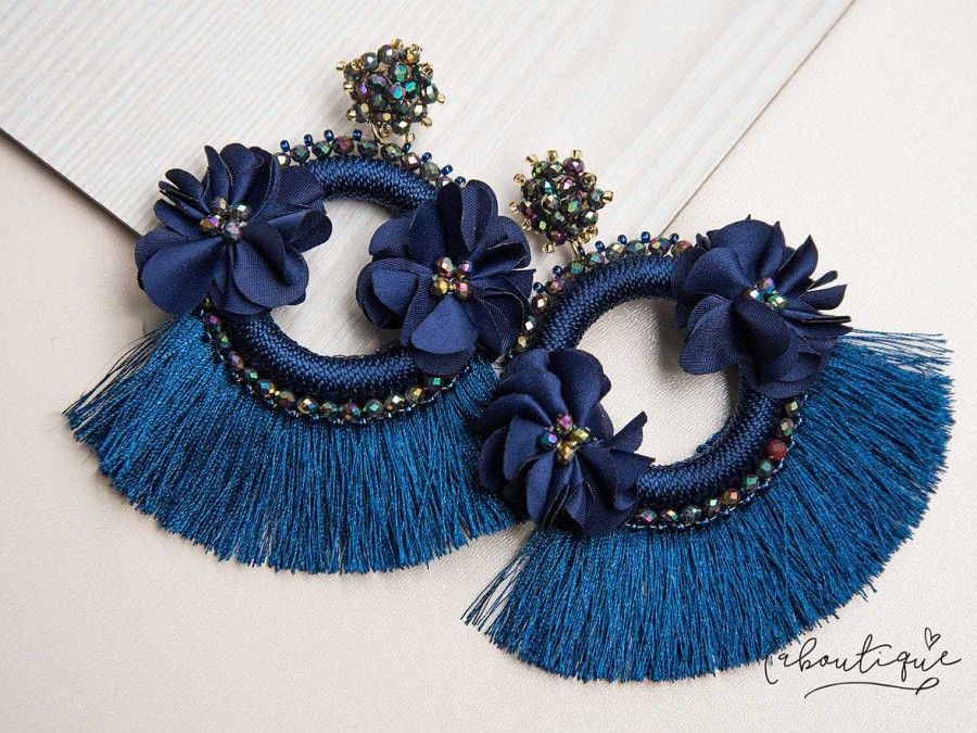 Wholesale Maxi Aretes - Alexia Flores Borla Azul Noche