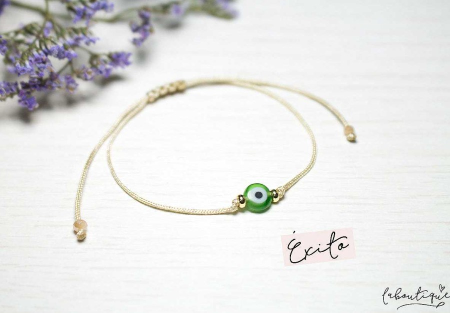 Online Pulseras Hilo B Sicas - Beige Ojo Turco Verde