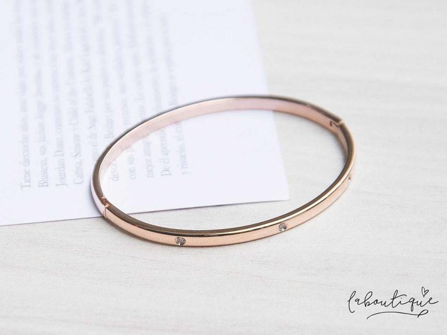 Clearance Pulseras Bangles - Rose Gold 3 Brillitos