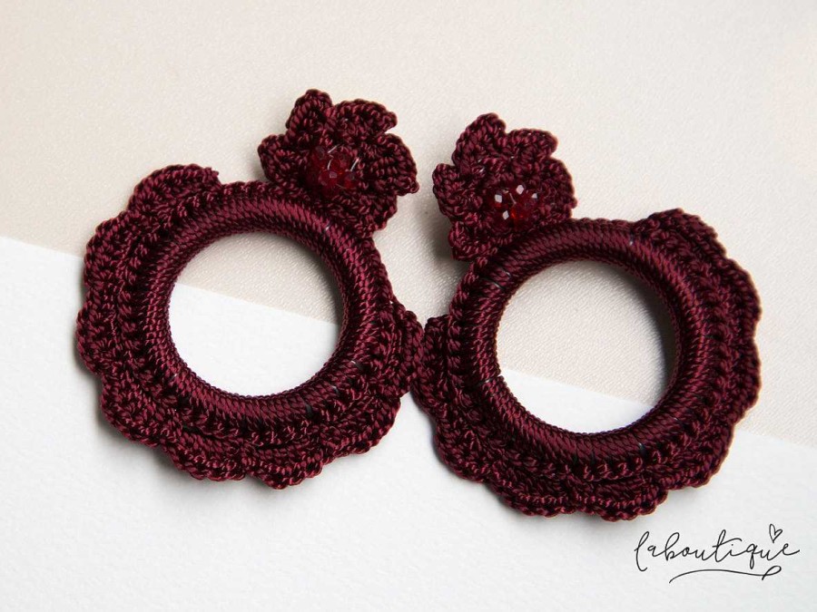 New Maxi Aretes - Alexia Crochet Rojo Vino