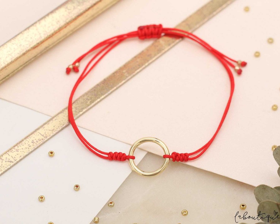 Clearance Pulseras Hilo Nudo - Rojo Karma De Oro