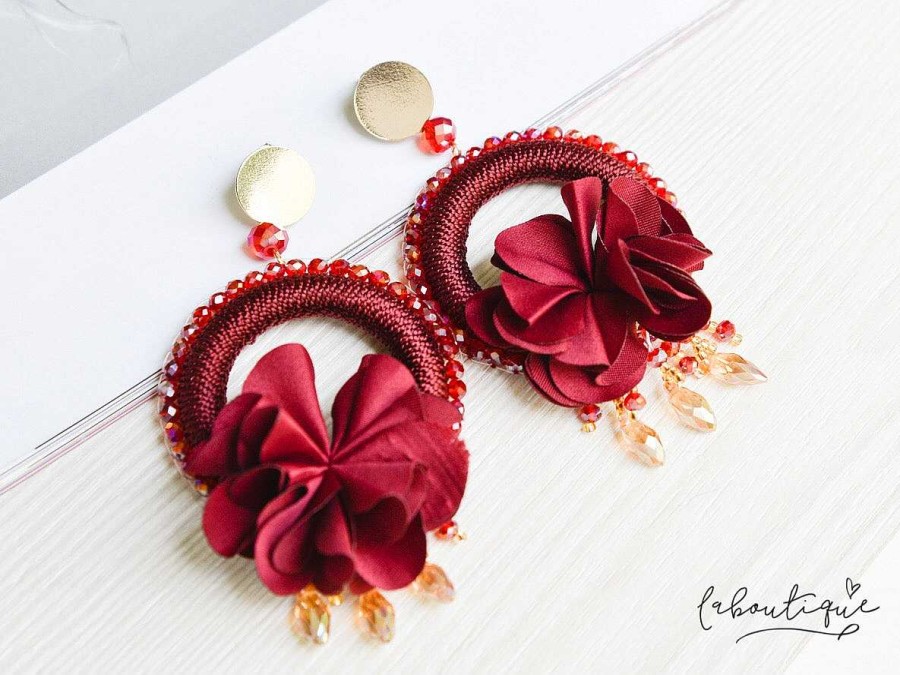 Clearance Maxi Aretes - Alexia Floral Mini Guinda