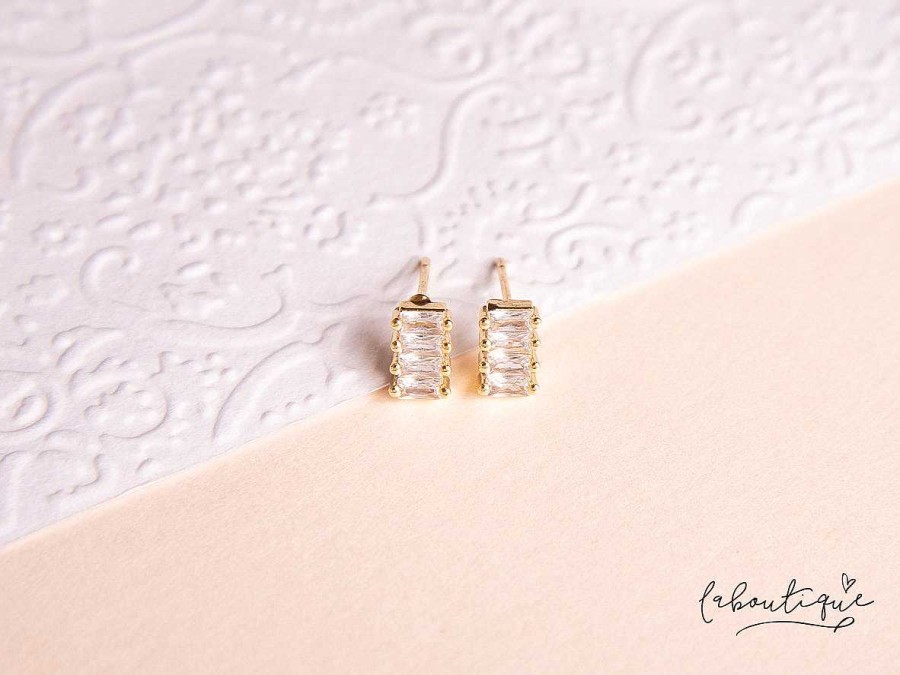 New Aretes Mini - Baguette Blanco