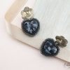 Clearance Maxi Aretes - Coraz N Acr Lico Negro Con Flor