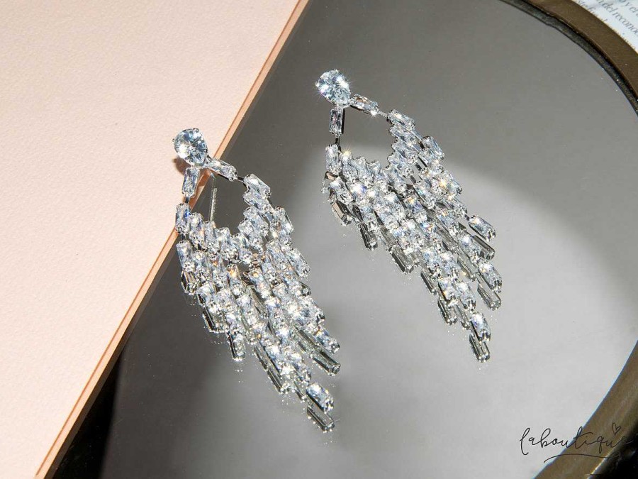 Online Maxi Aretes - Hoja De Brillos Colgantes