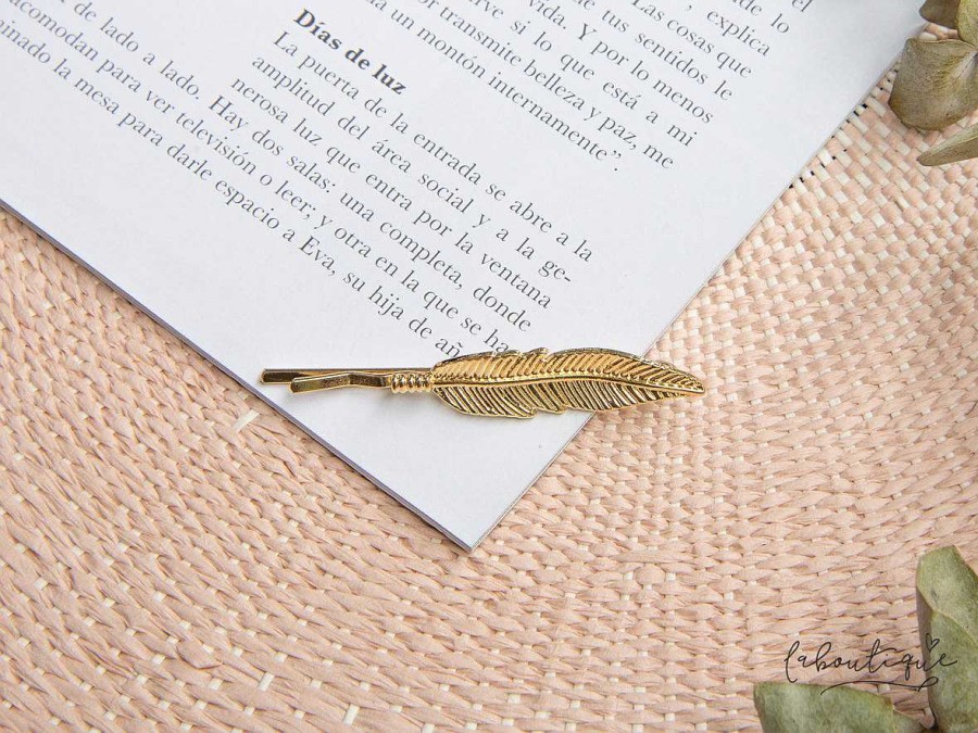 Online Hair Barrette - Golden Leaf Mini