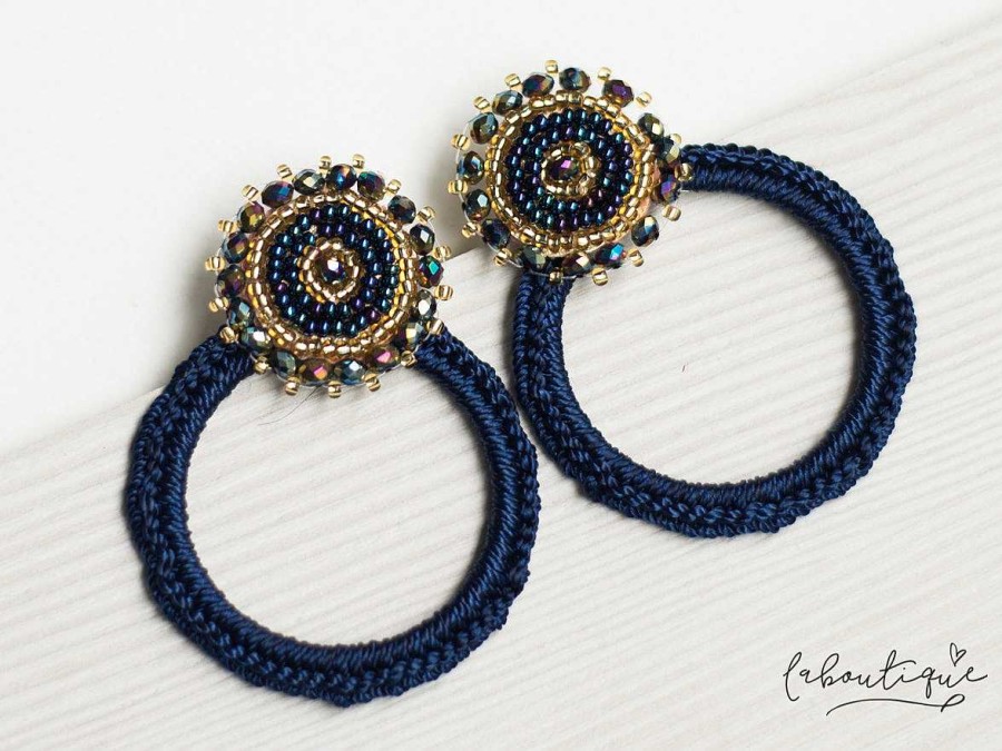 Clearance Maxi Aretes - Alexia Argolla Mandala Azul Noche