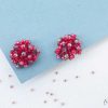 New Maxi Aretes - Pompon De Mostacillas Rojo