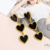 New Maxi Aretes - Corazones Negros Colgantes