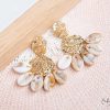 Best Maxi Aretes - Monedas Doradas Conchitas Tonos Tierra Colgantes