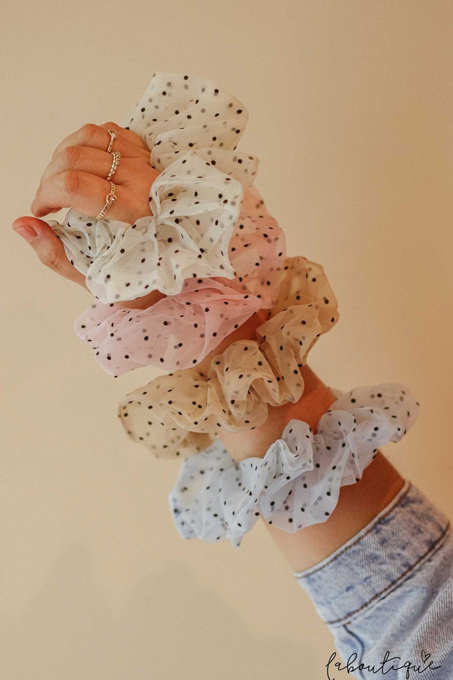 New Collets - Scrunchie Little Dots Maiz