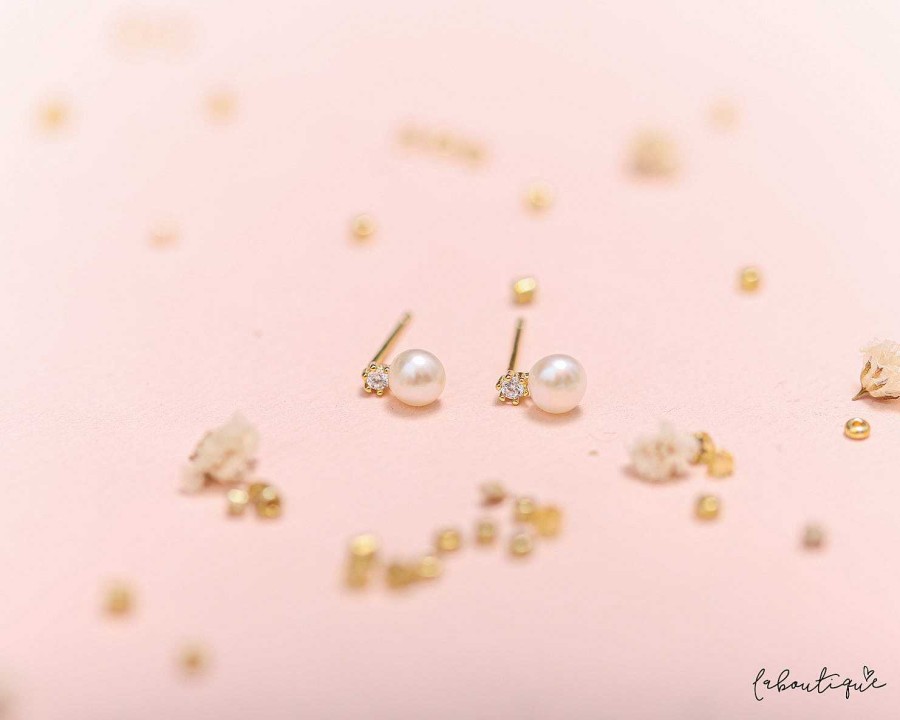 Online Aretes Mini - Perla Y Cristal