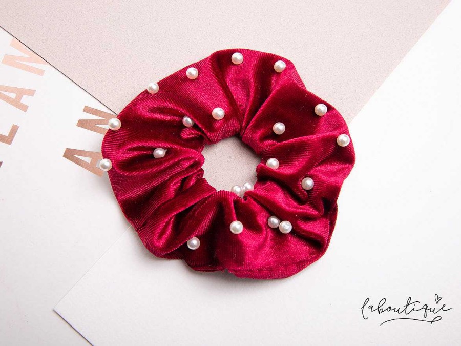 New Collets - Scrunchie Perlas Guinda