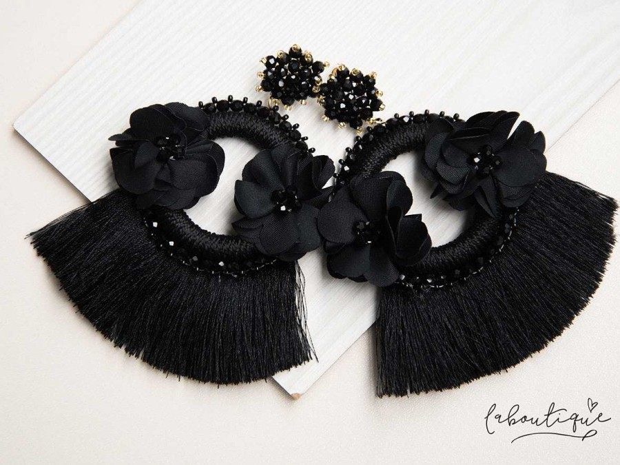 New Maxi Aretes - Alexia Flores Borla Negro