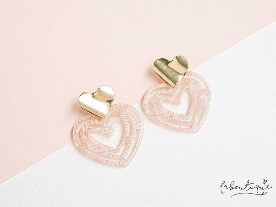 Clearance Maxi Aretes - Coraz N Acr Lico Rosado