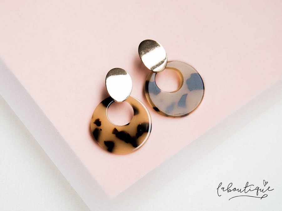 Online Maxi Aretes - Gotas Doradas Argolla Animal Print