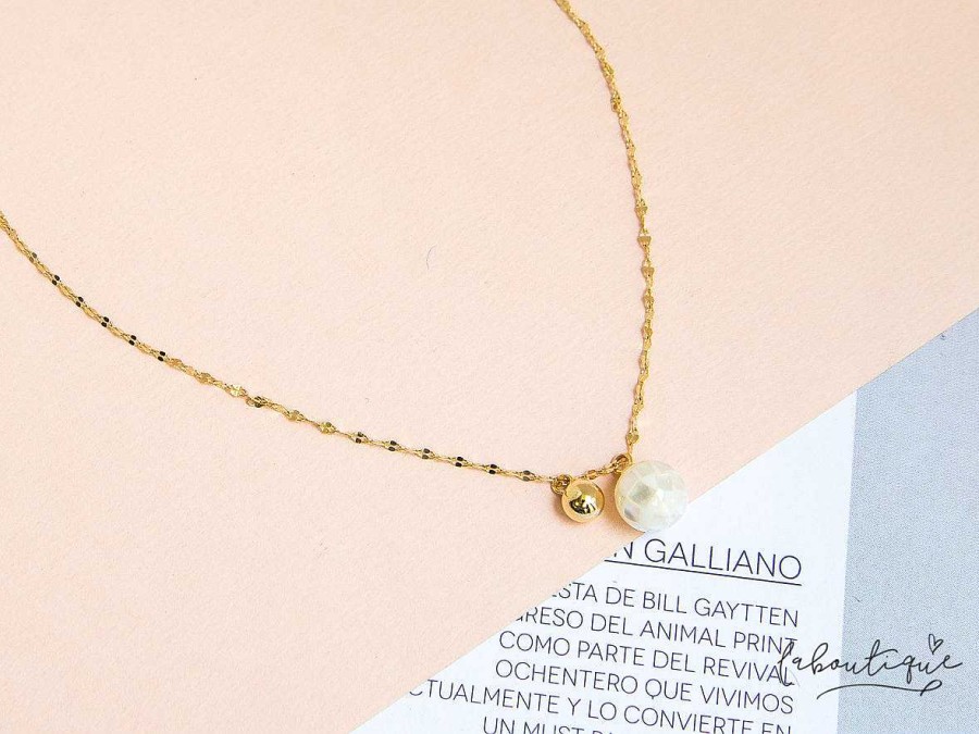 Clearance Choker - Perla Y Punto Dorado