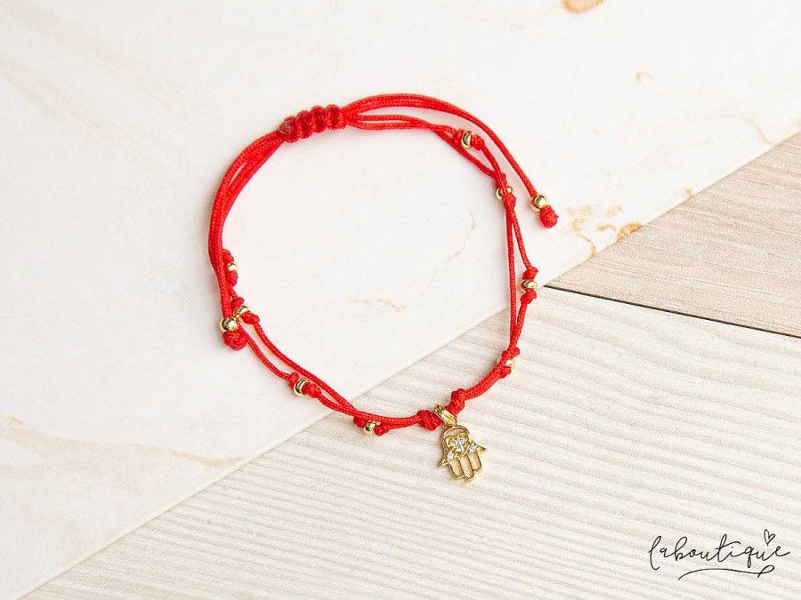 Wholesale Pulseras Hilo Nudo - Manito Hamsa Circoncitos Hilo Rojo