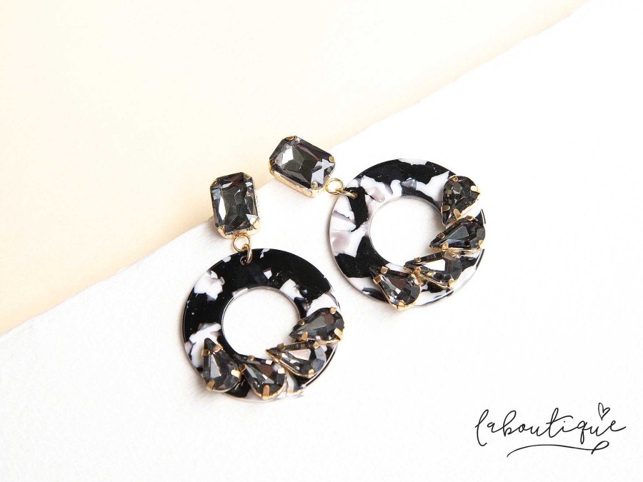 Online Maxi Aretes - Brillos Acrilico Print Negro