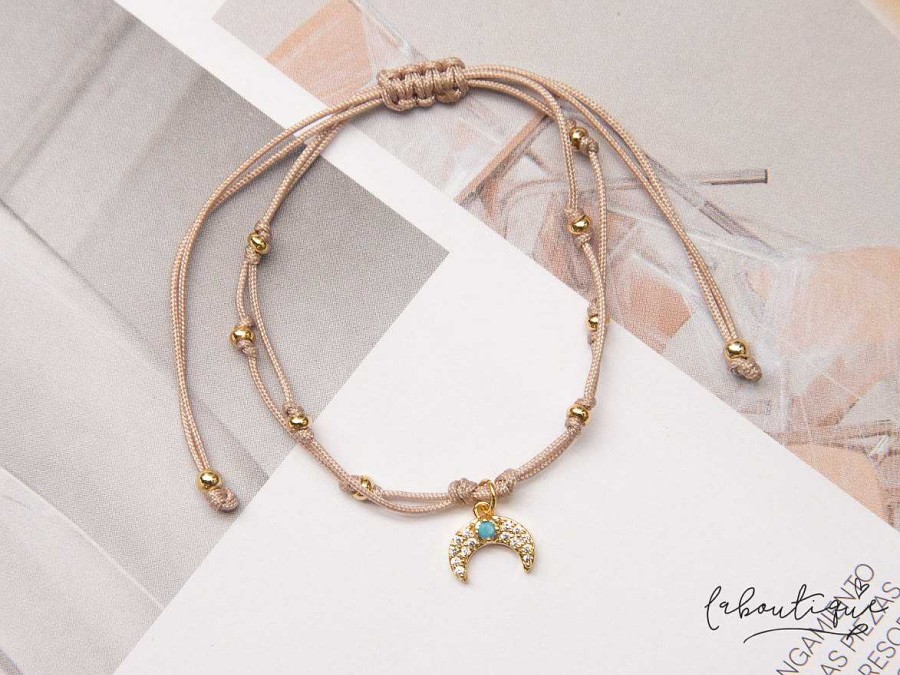 Best Pulseras Hilo Nudo - Luna Colgante Nude Rosa