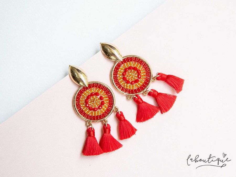 Clearance Maxi Aretes - Atrapasue Os Medianos Rojo