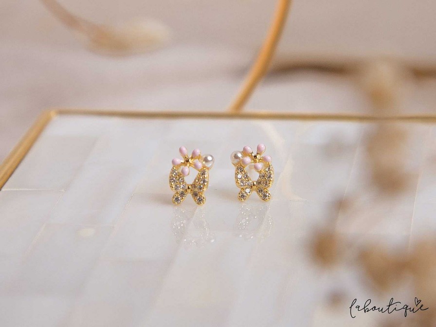 Best Aretes Mini - Mariposa Y Rosas