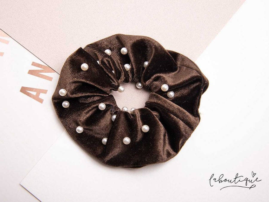 New Collets - Scrunchie Perlas Guinda