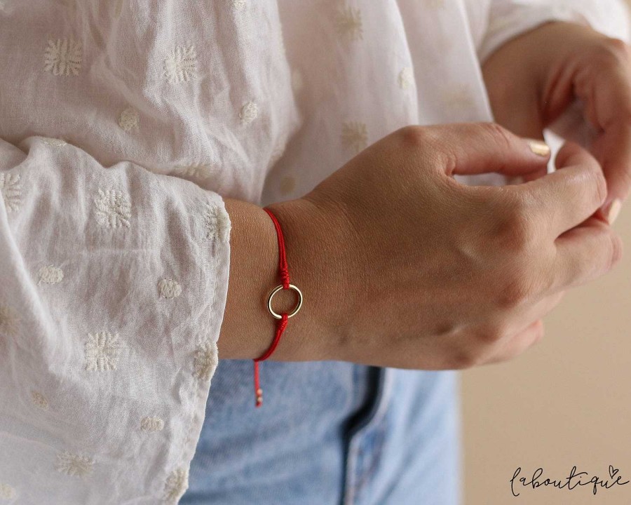 Clearance Pulseras Hilo Nudo - Rojo Karma De Oro