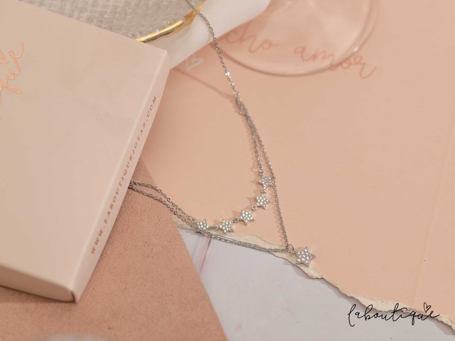 Clearance Collares - Doble Estrella Silver