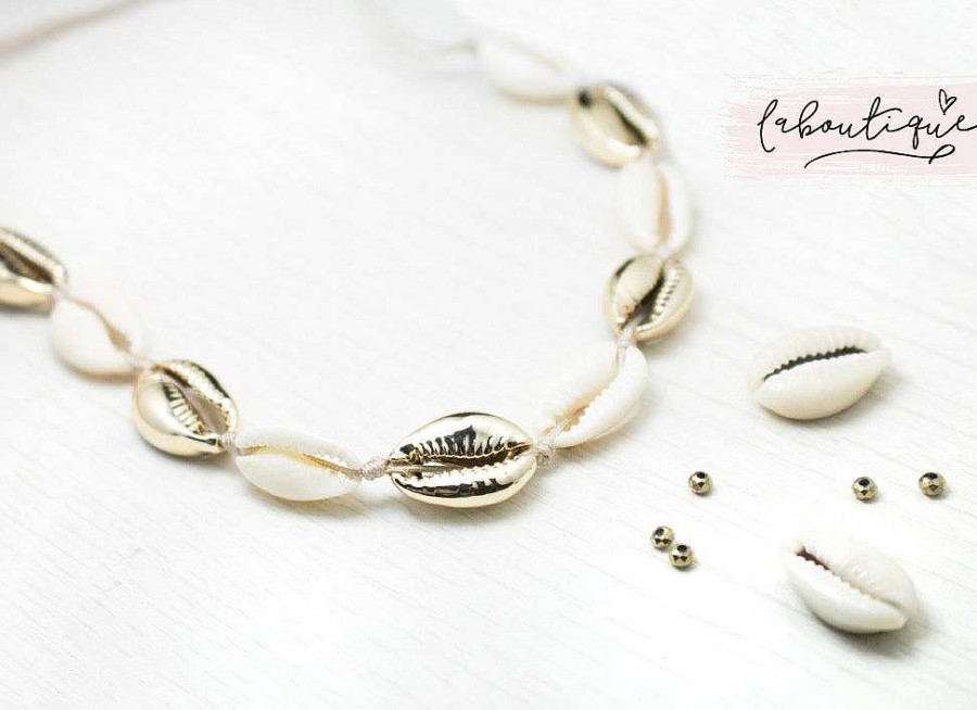 Clearance Choker - Full Caracol Blanco Y Dorado