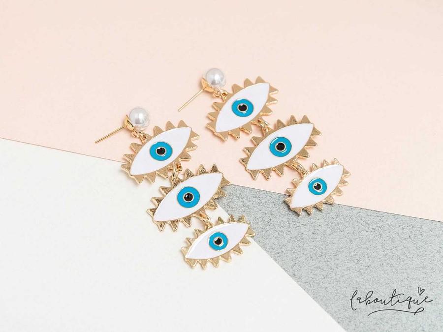 New Maxi Aretes - Perlita Ojos Turcos Colgantes