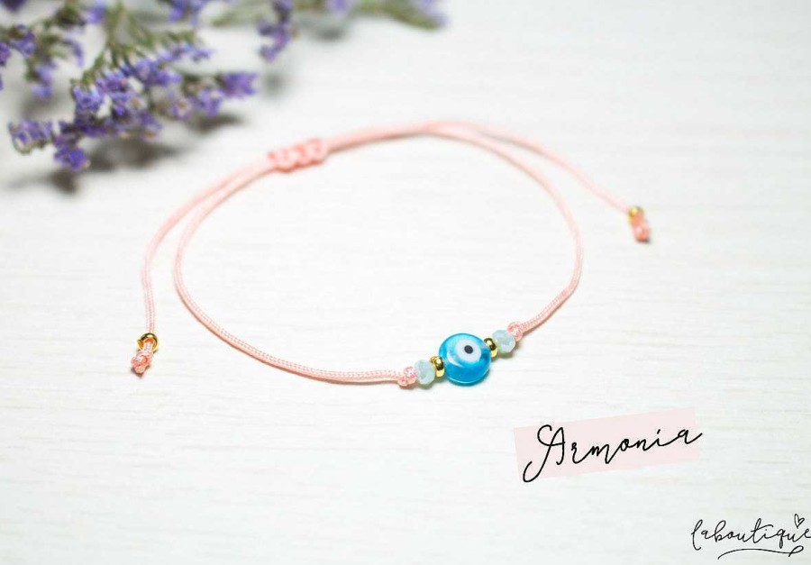 Online Pulseras Hilo B Sicas - Rosado Ojo Turco Celeste