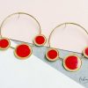 Online Maxi Aretes - Aros Con Tres C Rculos Rojos