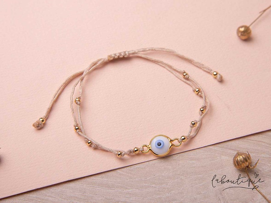 Clearance Pulseras Hilo Nudo - Beige Ojo Turco Blanco Celeste