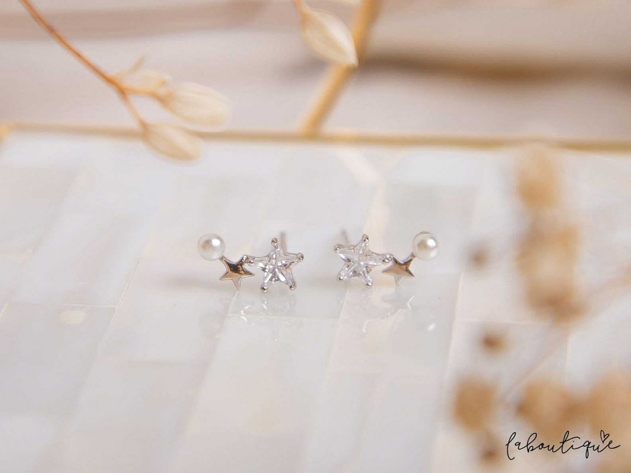 Best Aretes Mini - Duo De Estrellas Silver