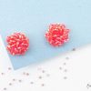 Wholesale Maxi Aretes - Pompon De Mostacillas Coral Brillante